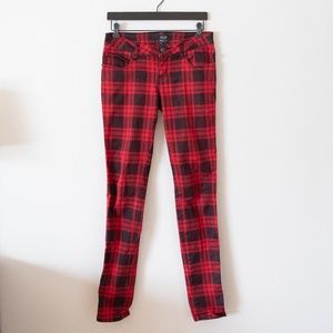 Tripp NYC Red and Black Plaid Skinny Pants